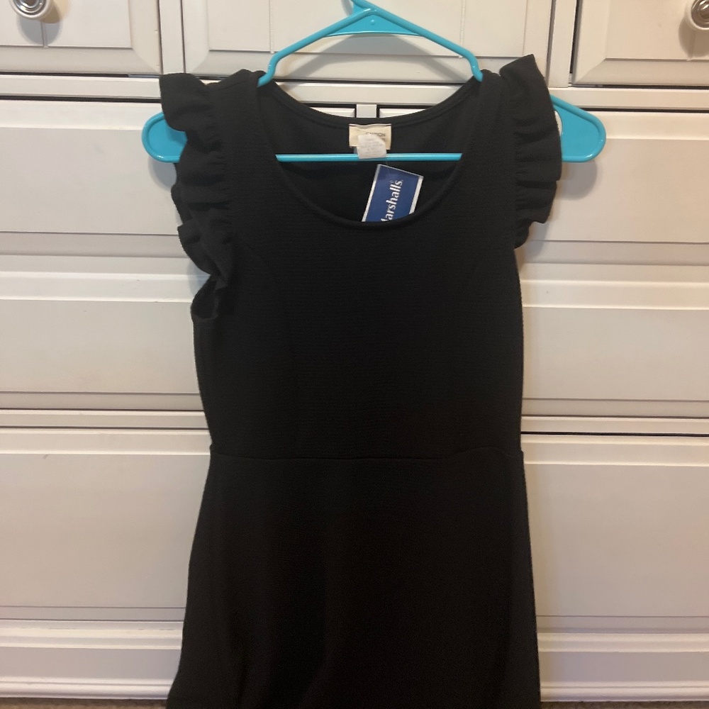Caution to the Wind Black Ruffle Dress
